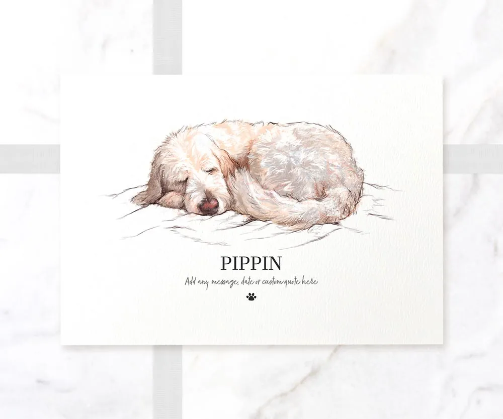 White Goldendoodle Personalised Print