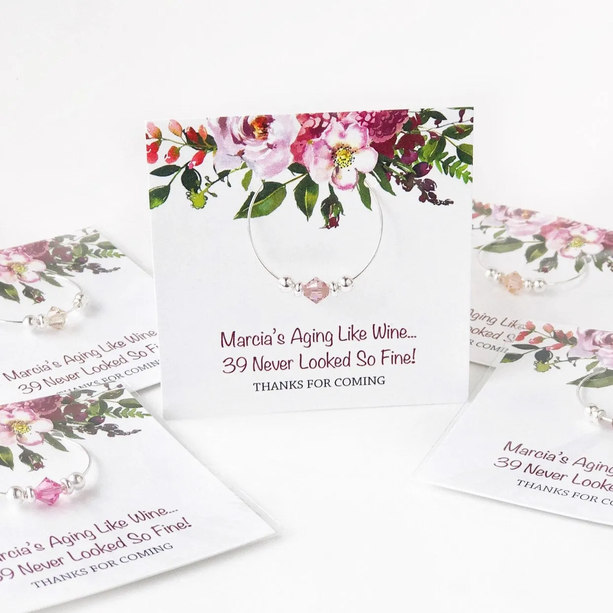 Wine Theme Birthday Party Favors, Swarovski Crystal Wine Charm
