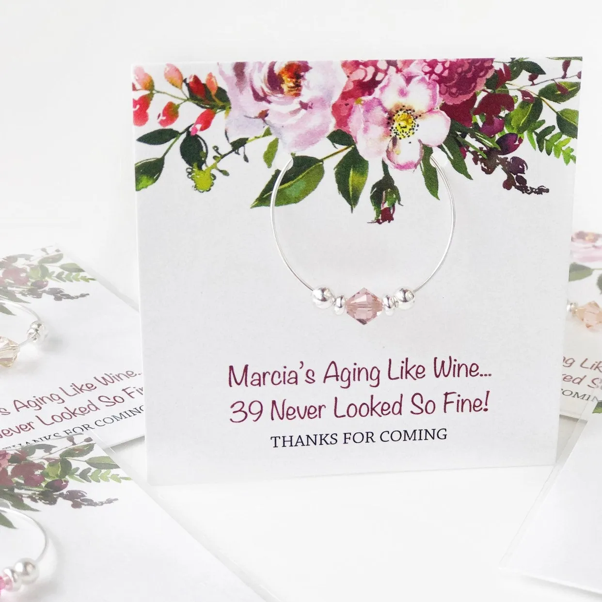 Wine Theme Birthday Party Favors, Swarovski Crystal Wine Charm